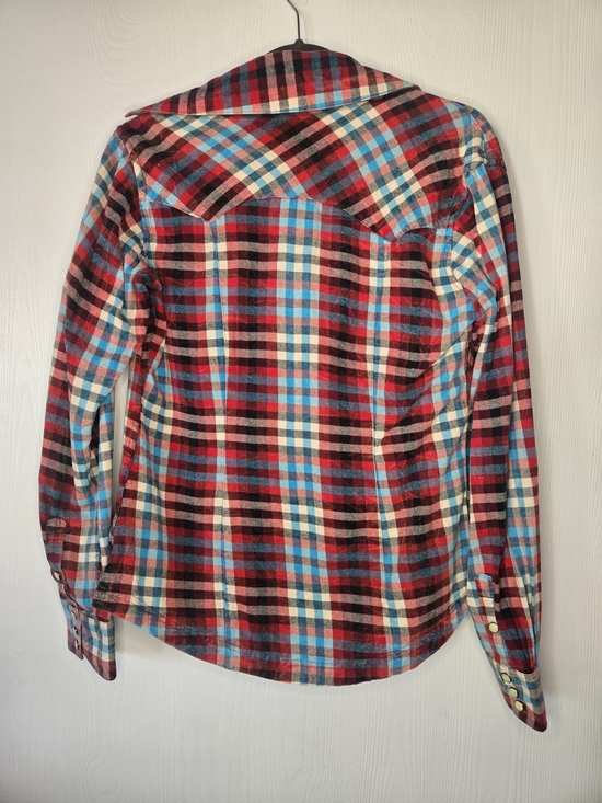 Tops - Red, Blue & Cream Plaid Flannel Shirt